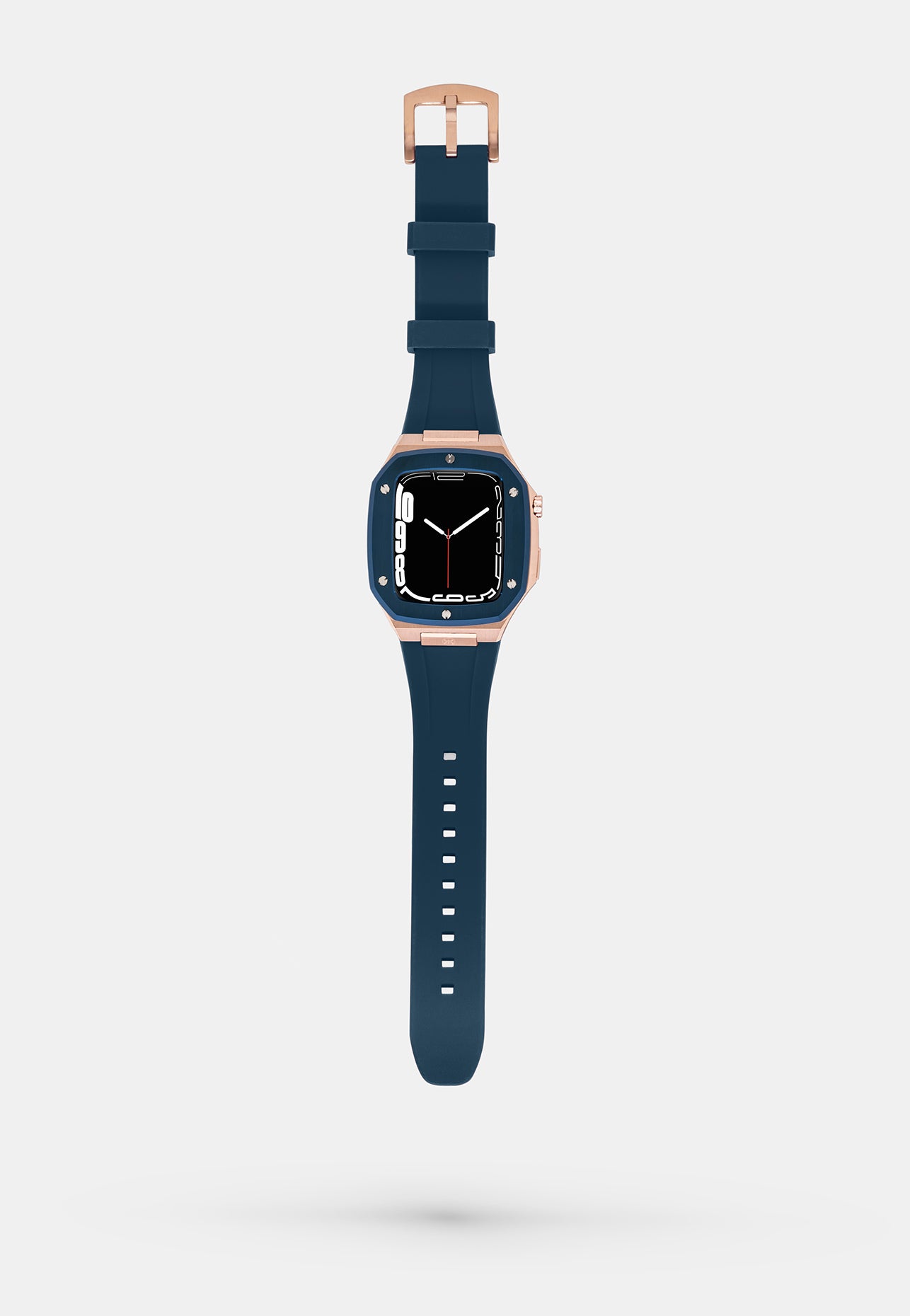 Offshore Blue - Accessoire Apple Watch - Coque Etui Bleu avec lunette de la Montre en Or Bracelet Bleu Appel Watch 44mm ouverte