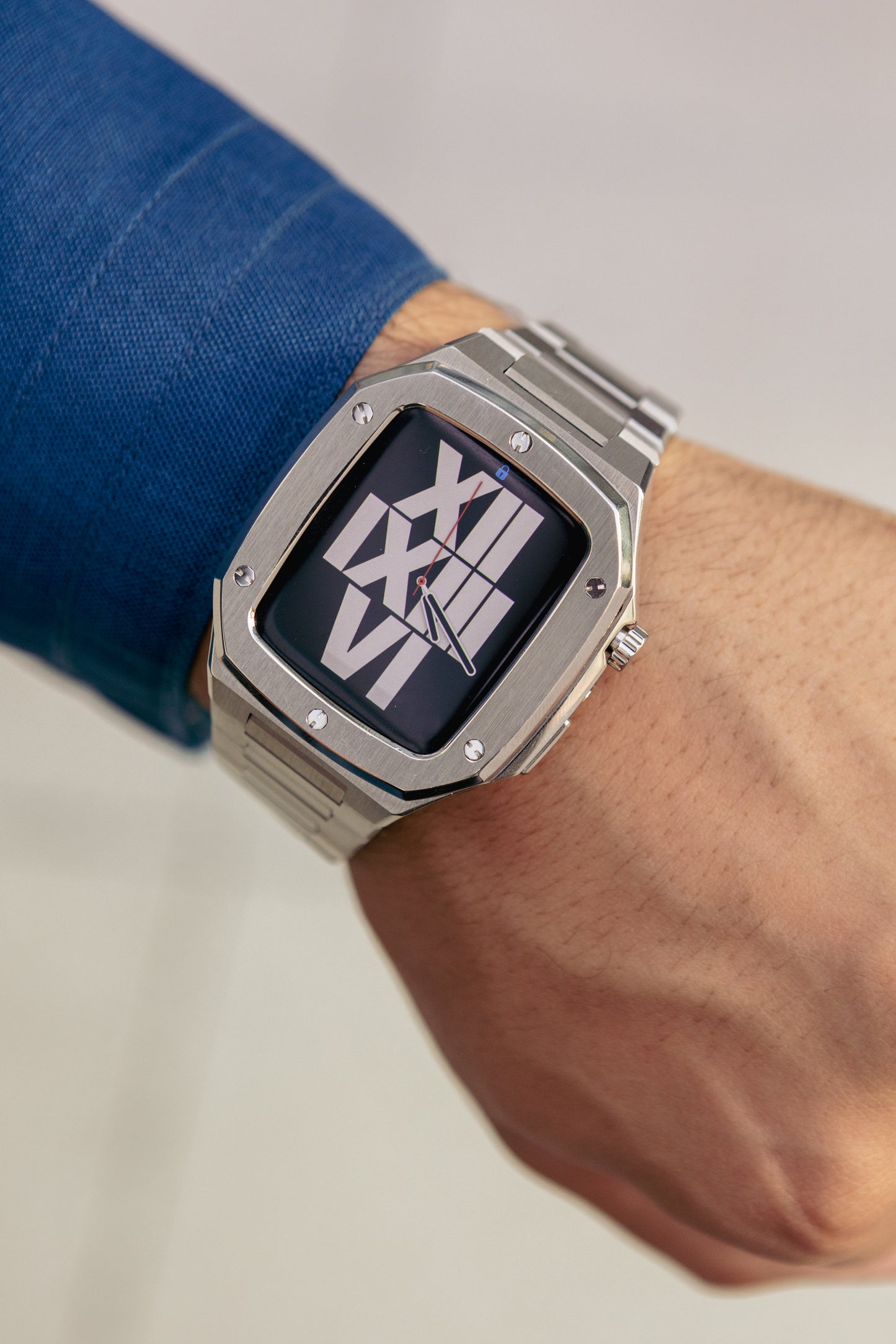 Silver - Accessoire Apple Watch - Coque et bracelet  acier argent Appel Watch 44mm - haut
