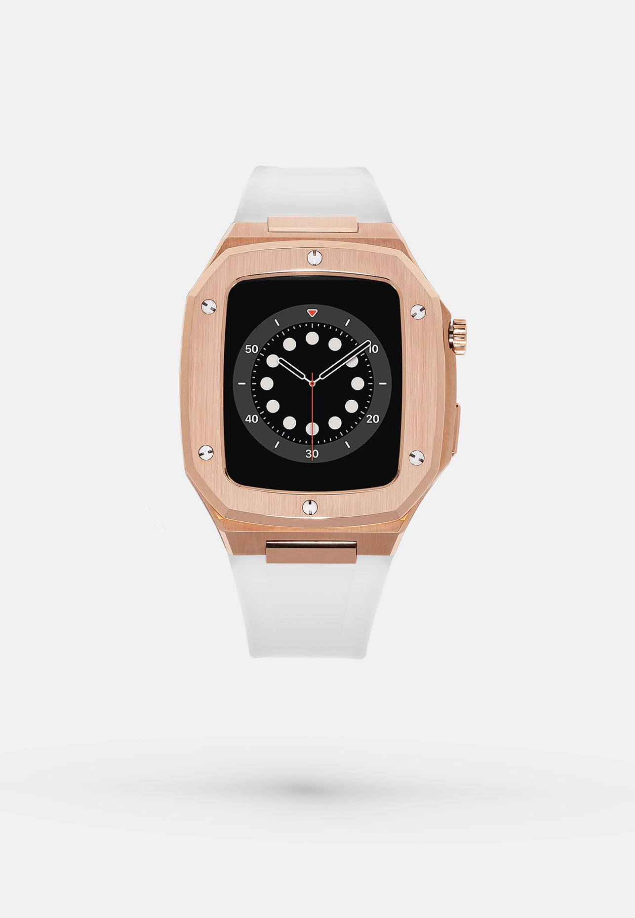Everose Sport - Accessoire Apple Watch - Coque Or Rose et bracelet Blanc Appel Watch 44mm 