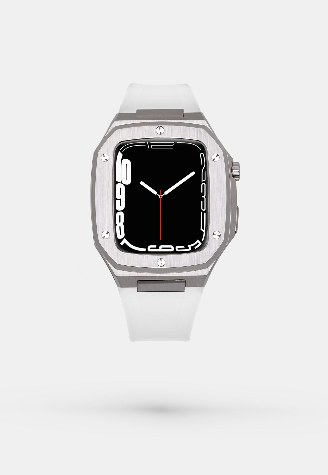 Stainless Steel Sport - Accessoire Apple Watch - Coque Acier Argent et bracelet Blanc Appel Watch 44mm 