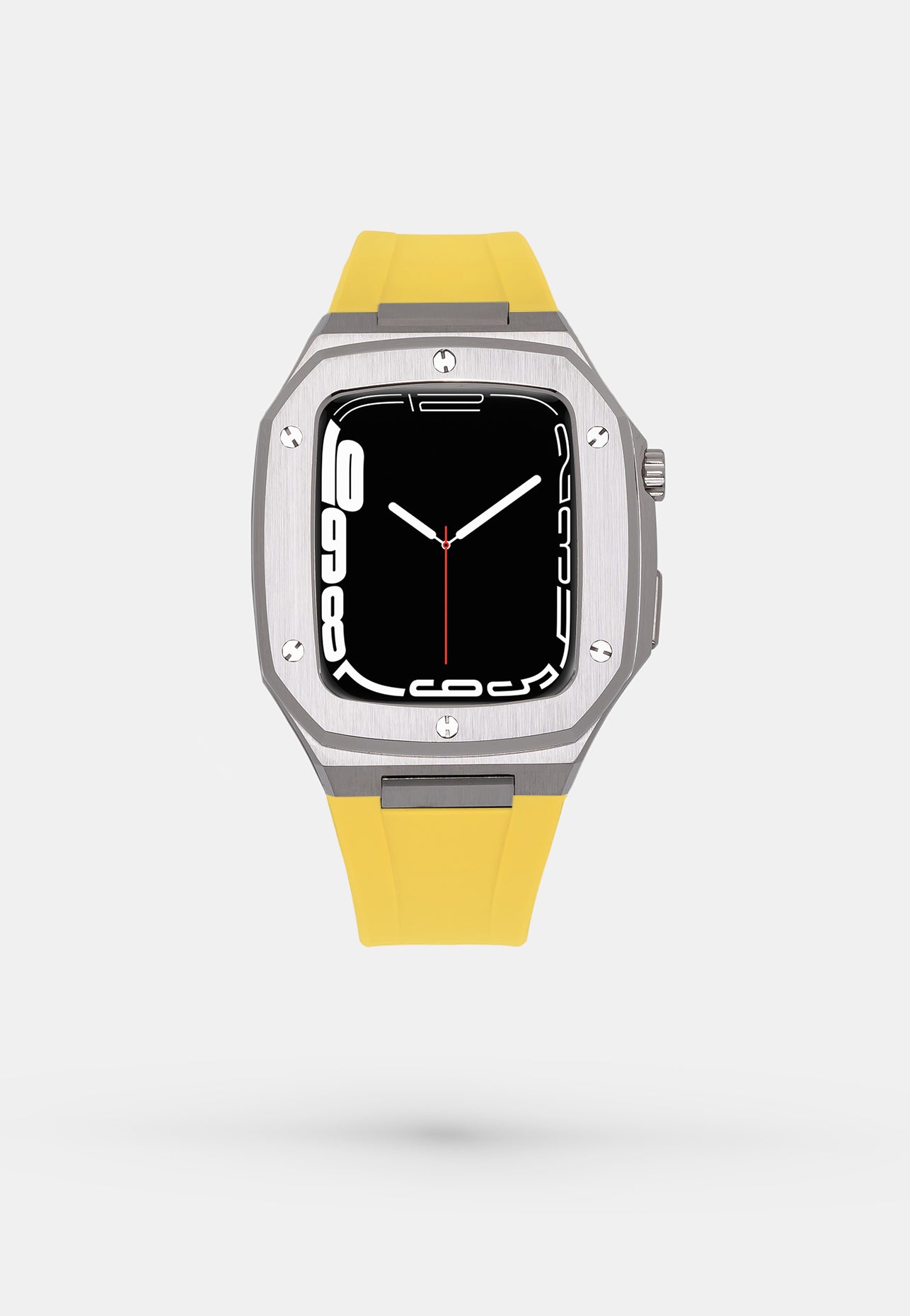 Stainless Steel Sport - Accessoire Apple Watch - Coque Acier Argent et bracelet Jaune Appel Watch 44mm 