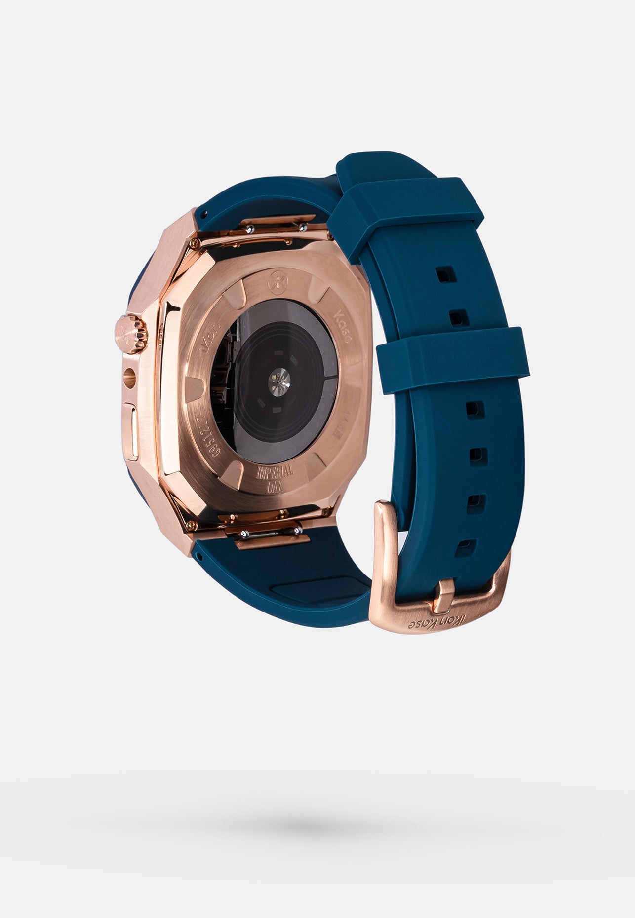 Offshore Blue - Accessoire Apple Watch - Coque Etui Bleu avec lunette de la Montre en Or Bracelet Bleu Appel Watch 4, 5, 6 et SE