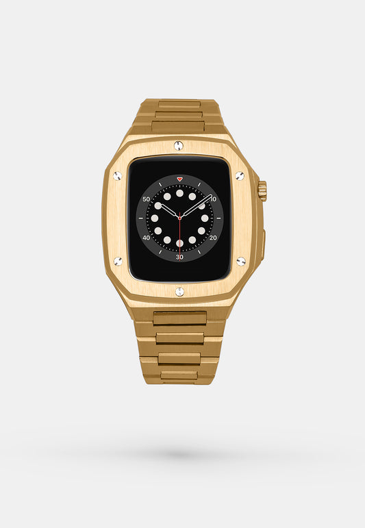 Gold - Accessoire Apple Watch - Coque et bracelet  Or Jaune Appel Watch 44mm - avant