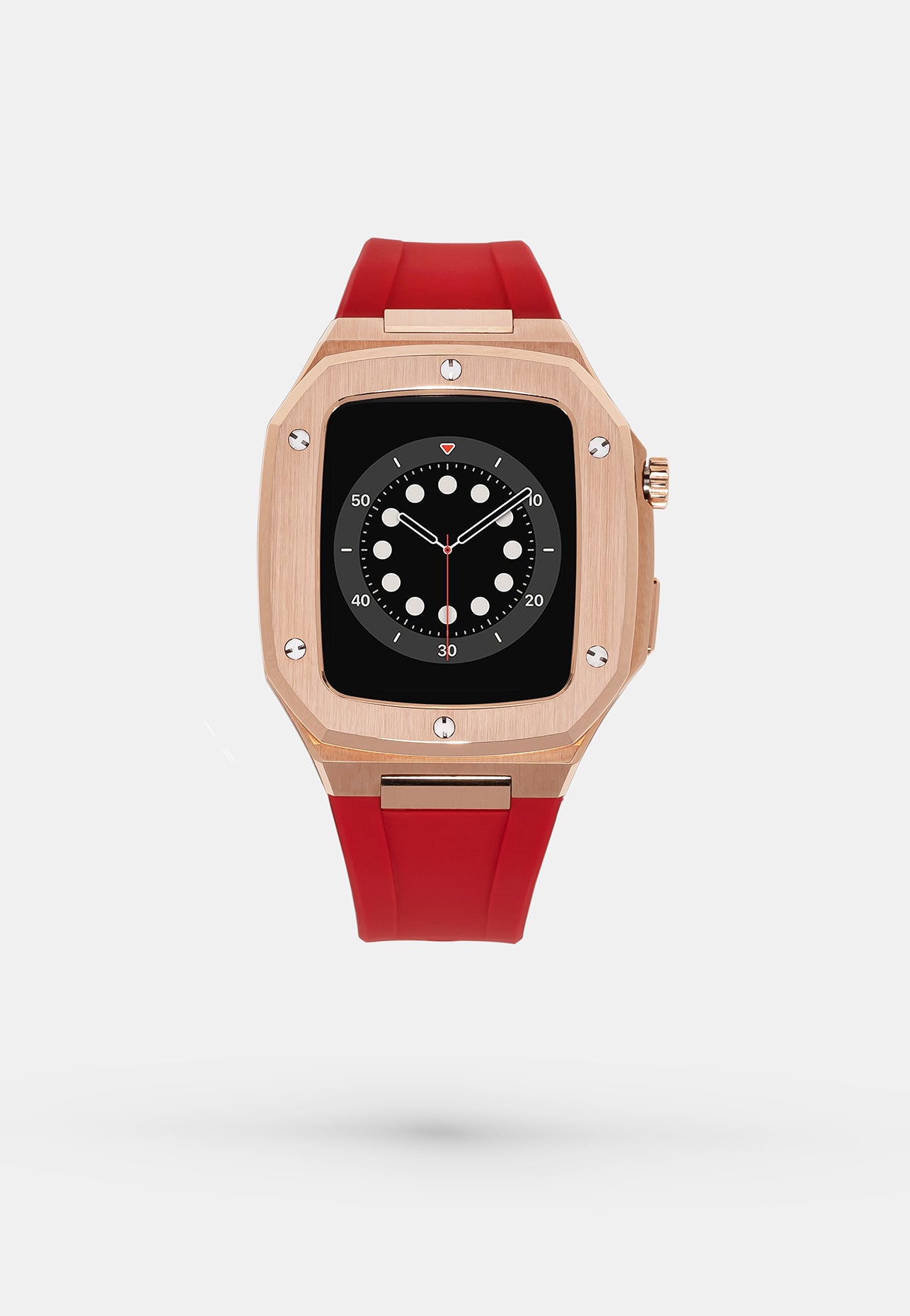 Everose Sport - Accessoire Apple Watch - Coque Or Rose et bracelet Silicone rouge Appel Watch 44mm 